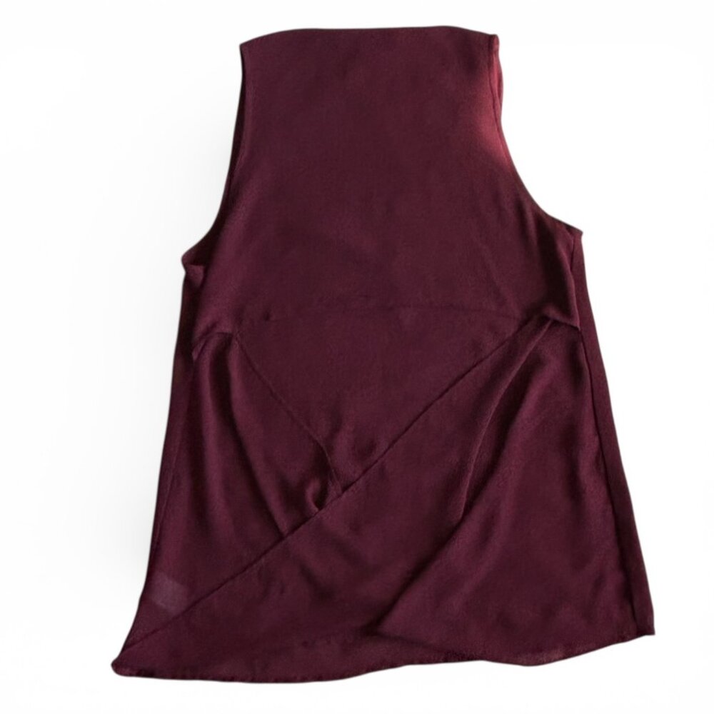 Naked Zebra Burgundy Sleeveless Draped Blouse Tunic Open Back Size M - Picture 6 of 8